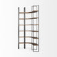 Curved Dark Brown Wood And Black Iron 6 Shelving Unit