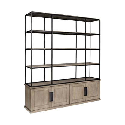 Light Brown Wood And Iron Shelving Unit With 3 Shelves