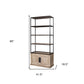 Light Brown Wood And Iron Shelving Unit With 3 Shelves