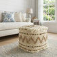 18" Beige Geometric Cube Ottoman