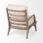 24" Ivory And Wood Brown Fabric Arm Chair