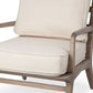 24" Ivory And Wood Brown Fabric Arm Chair