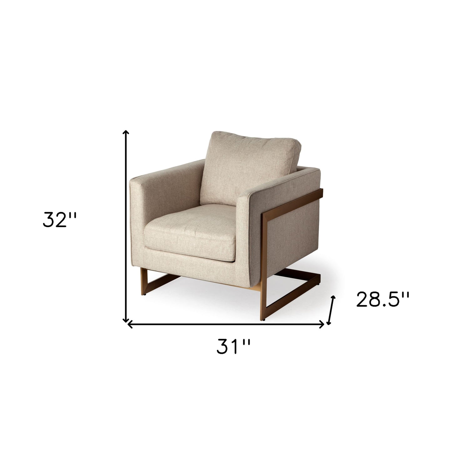 31" Cream And Gold Fabric Club Chair