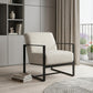 32" Cream and Black Fabric Arm Chair