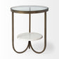 24" White Glass Round End Table