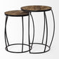 Set of Two 26" Black And Brown Solid Wood Round End Table