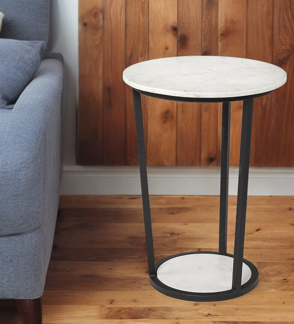 25 Black And White Marble End Table