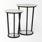 25" Black And White Marble End Table