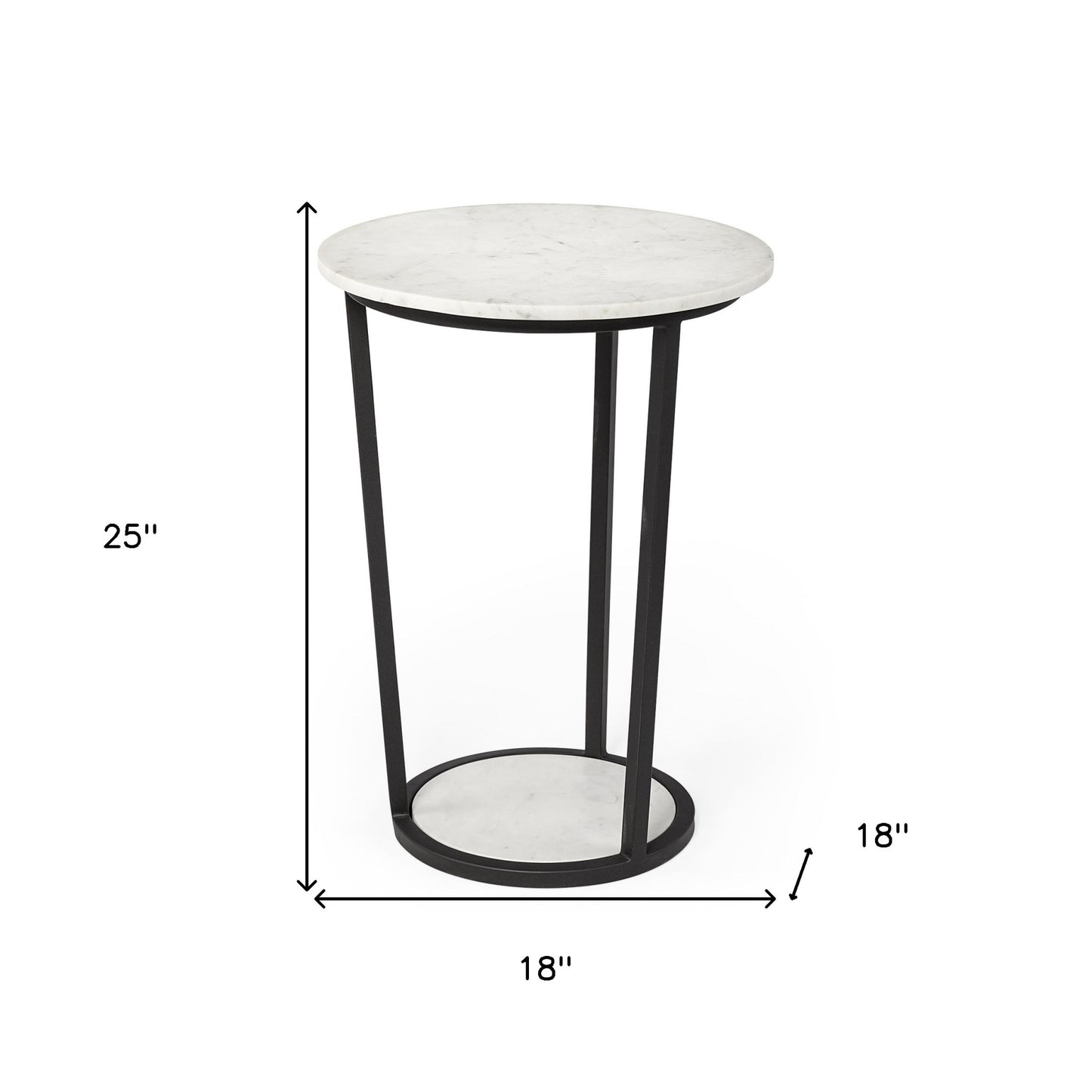 25" Black And White Marble End Table