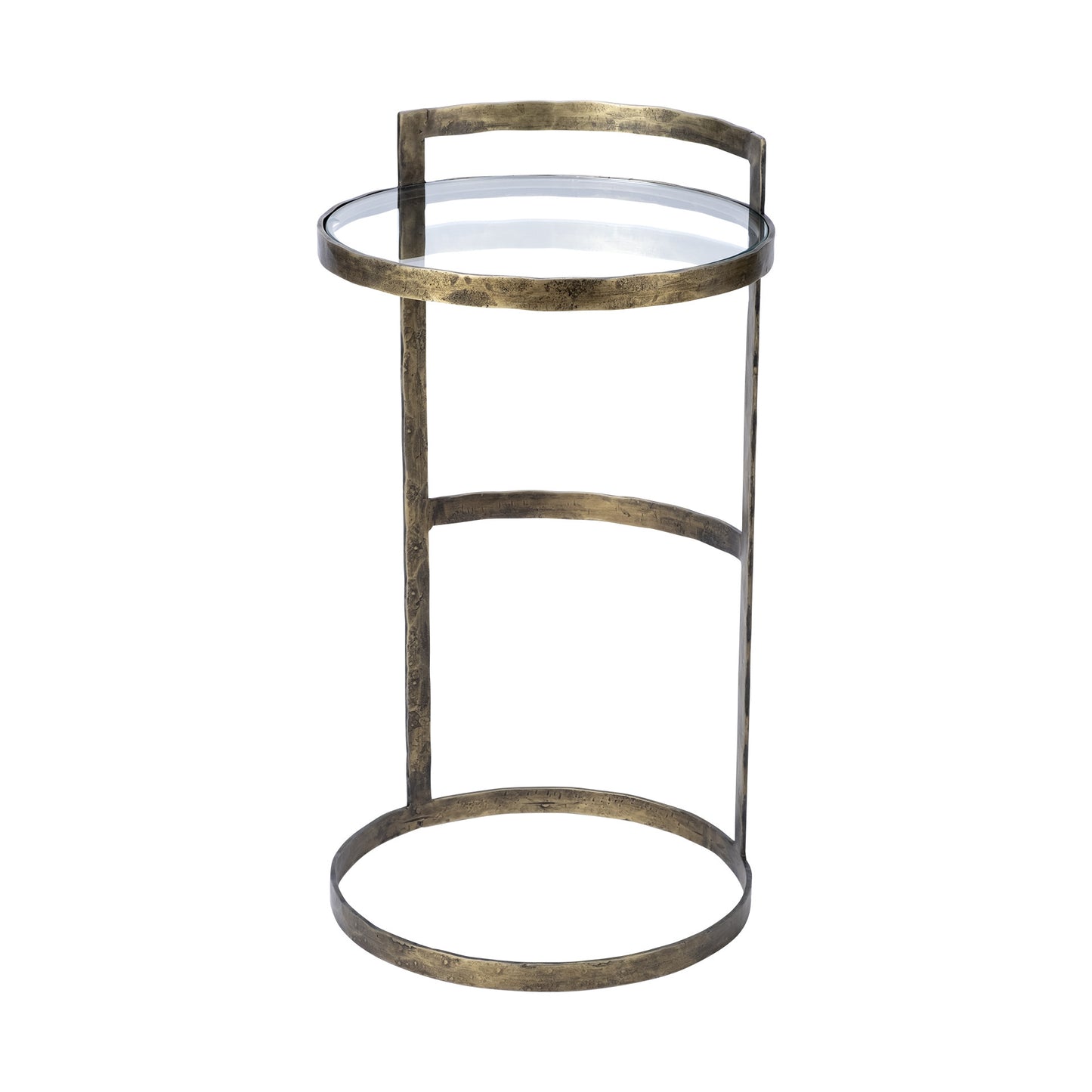 27" Gold And Clear Glass Round End Table