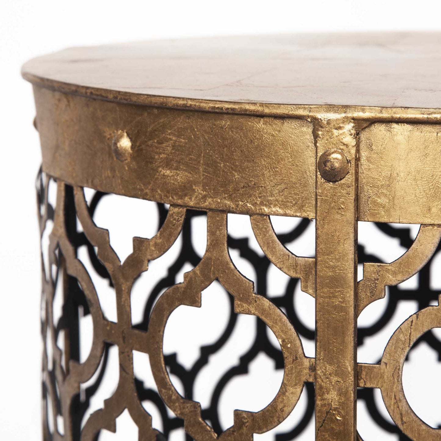 Set of Two 20" Gold Round End Table