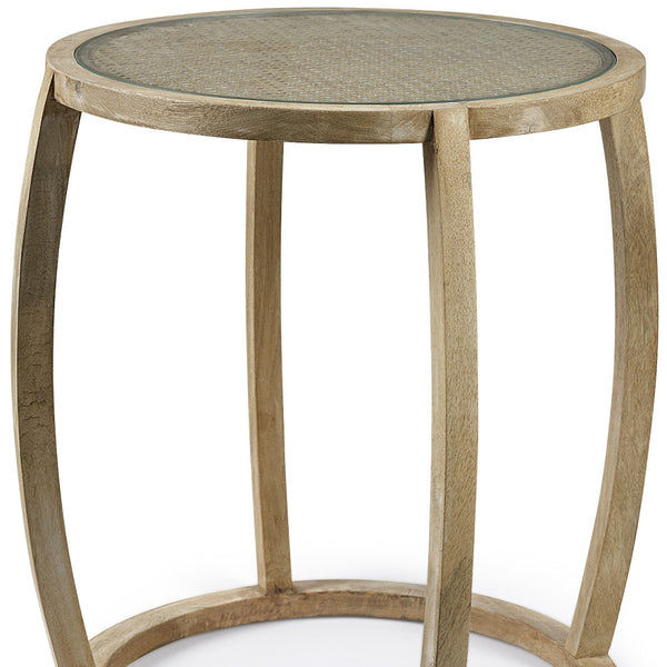 26 Brown And Clear Glass Round End Table