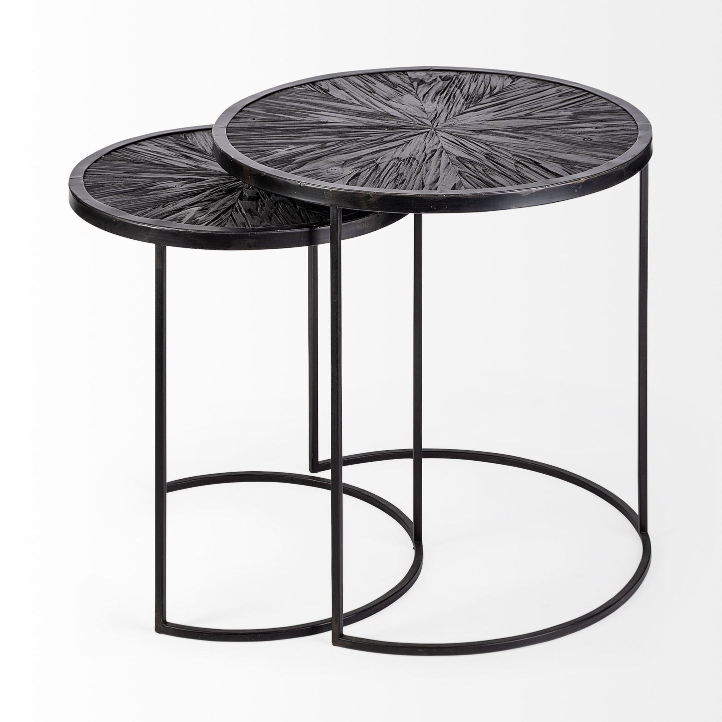 Set of Two 20" Black Round End Table