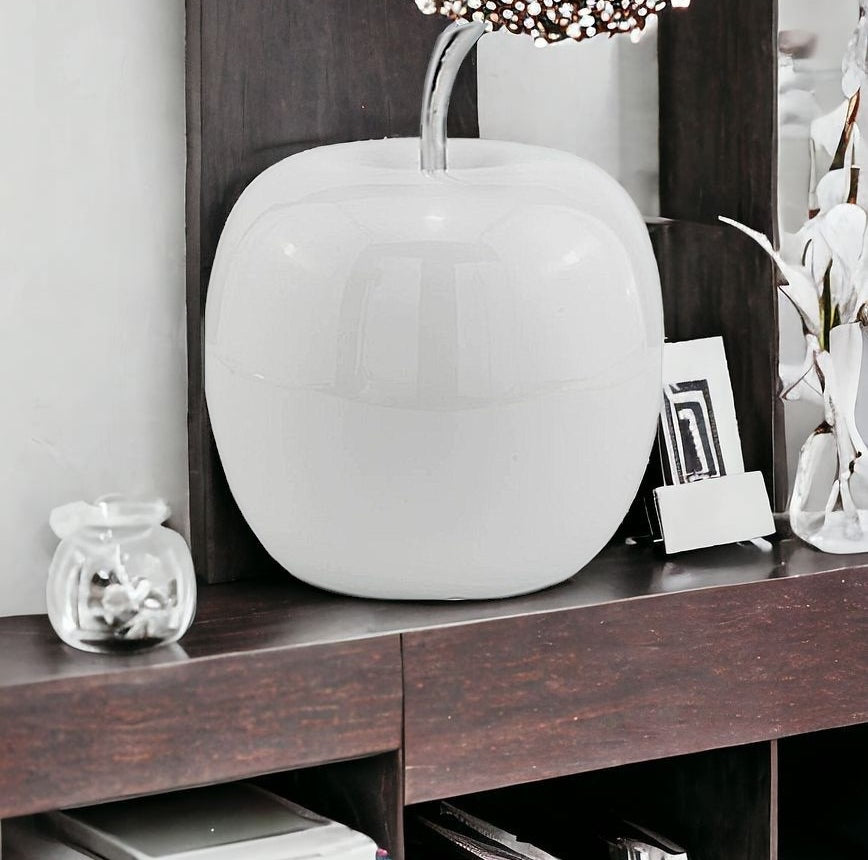 8" White Aluminum Decorative Apple Tabletop Sculpture