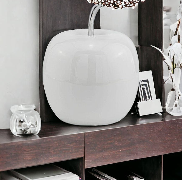 8 White Aluminum Decorative Apple Tabletop Sculpture