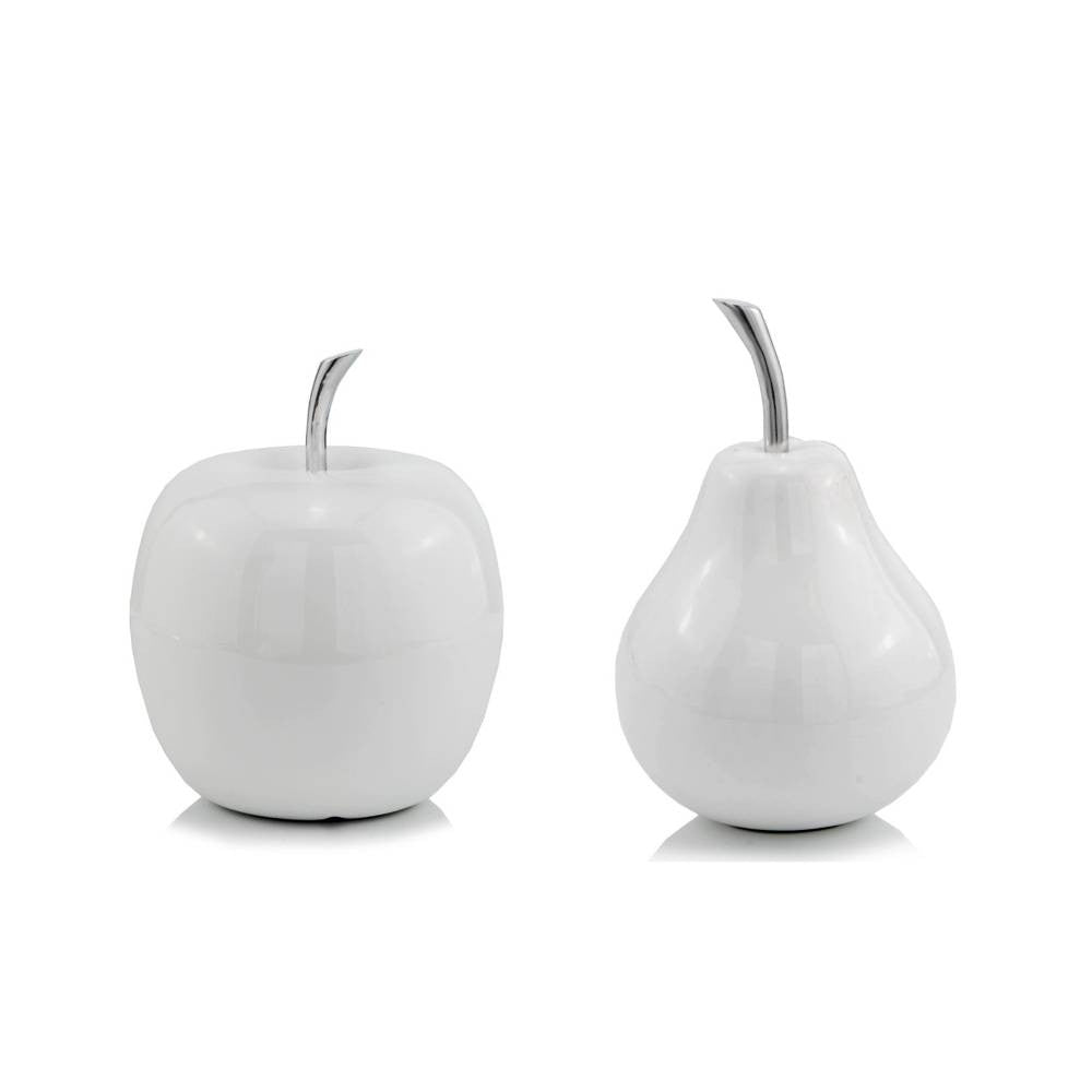 8" White Aluminum Decorative Apple Tabletop Sculpture