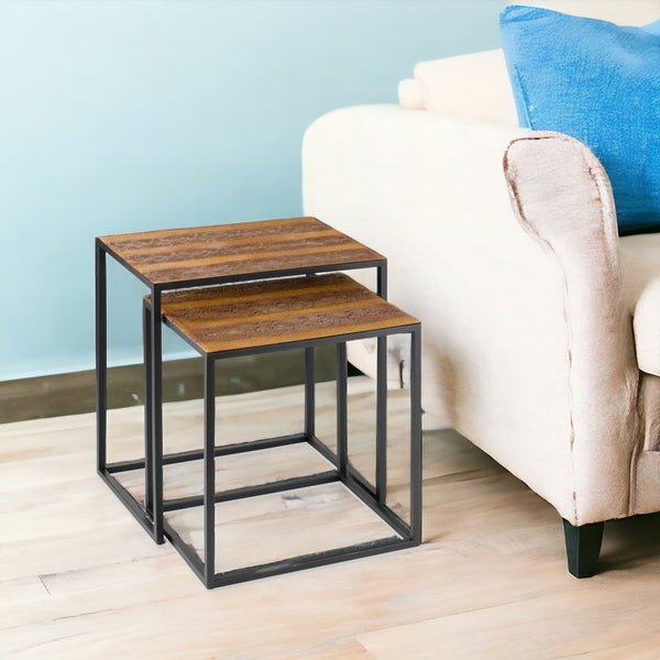 22 Black And Brown Resin End Table