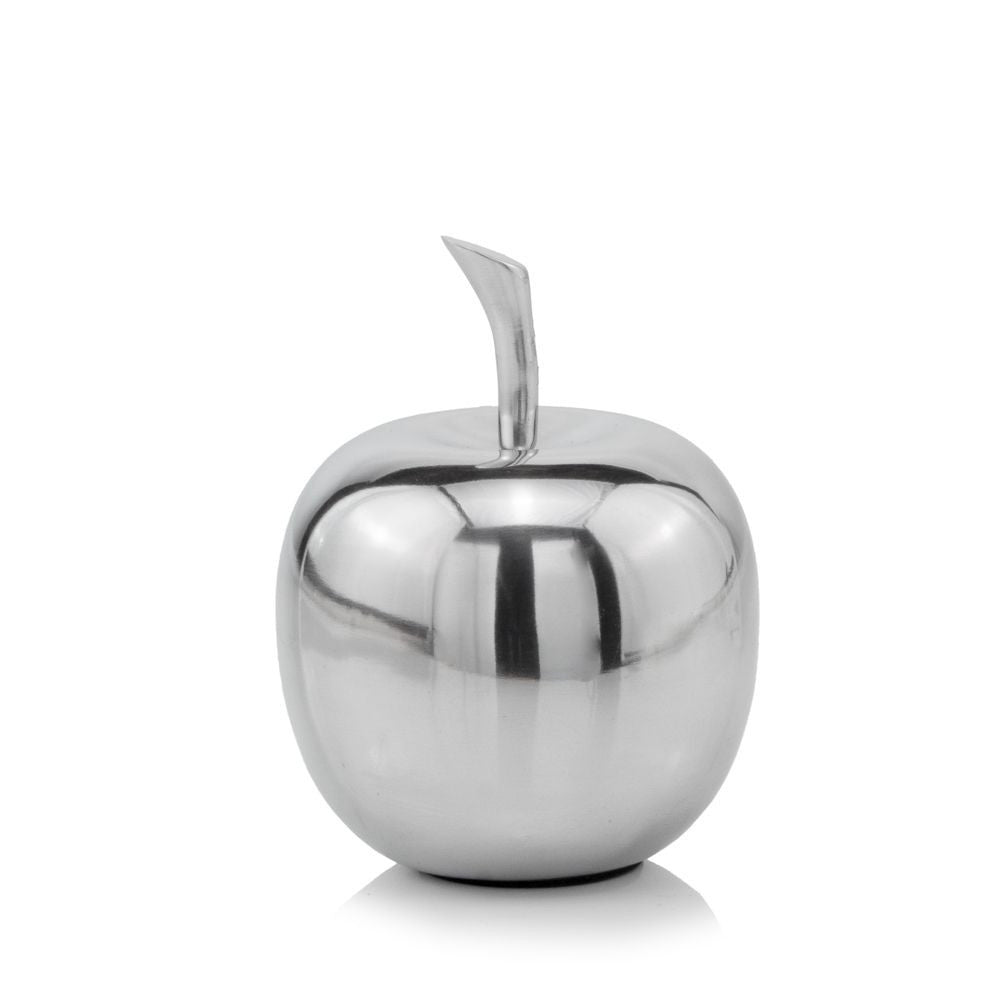 6" Silver Buffed Aluminum Decorative Apple Tabletop Sculpture