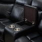 Black Polyester Blend Power Reclining L Shaped Three Piece Corner Sectional With Console