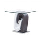 23" White, Grey And Clear Glass Square End Table