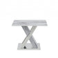 18" Silver And White Solid and Manufactured Wood Square End Table