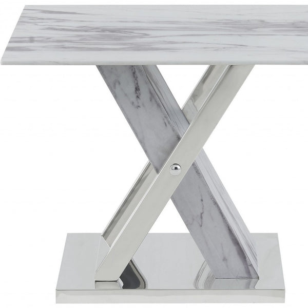 18 Silver And White Solid and Manufactured Wood Square End Table