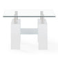 18" White And Clear Glass End Table