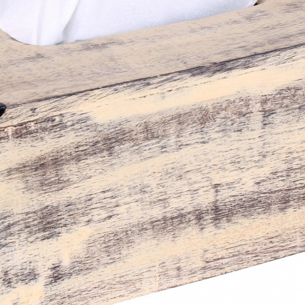 Rustic Yellow Washed Mango Wood Rectangular Tissue Holder