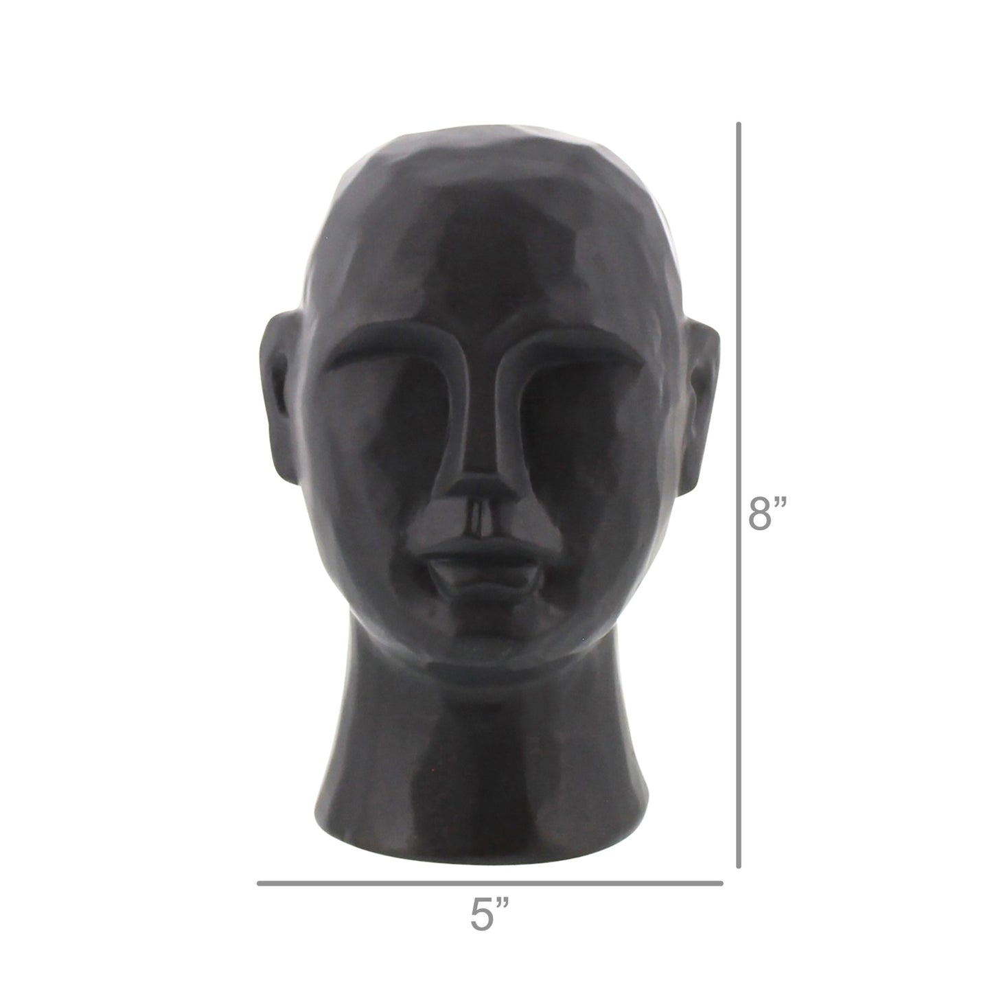 8" Matte Black Ceramic  Bust Decorative Sculpture