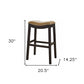 31" Tan And Espresso Faux Leather And Solid Wood Backless Counter Height Bar Chair