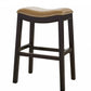 26" Tan And Espresso Solid Wood Backless Bar Height Bar Chair