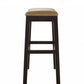 26" Tan And Espresso Solid Wood Backless Bar Height Bar Chair