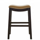 26" Tan And Espresso Solid Wood Backless Bar Height Bar Chair