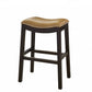 26" Tan And Espresso Solid Wood Backless Bar Height Bar Chair