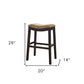 26" Tan And Espresso Solid Wood Backless Bar Height Bar Chair