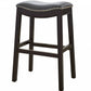 31" Gray And Espresso Faux Leather And Solid Wood Backless Bar Height Bar Chair