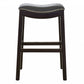 31" Gray And Espresso Faux Leather And Solid Wood Backless Bar Height Bar Chair