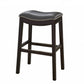 31" Gray And Espresso Faux Leather And Solid Wood Backless Bar Height Bar Chair