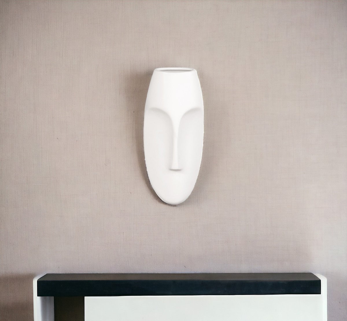 10" White Mod Abstract Face Ceramic Wall Decor (Test)