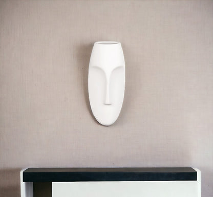 10" White Mod Abstract Face Ceramic Wall Decor