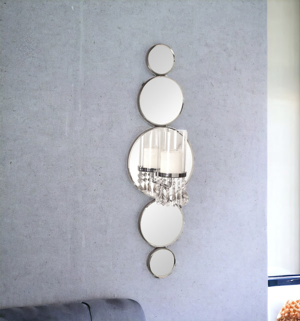 Silver and Clear Modern Bling Mirrored Wall Sconce