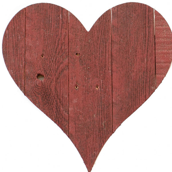 12 Farmhouse Red Wooden Heart