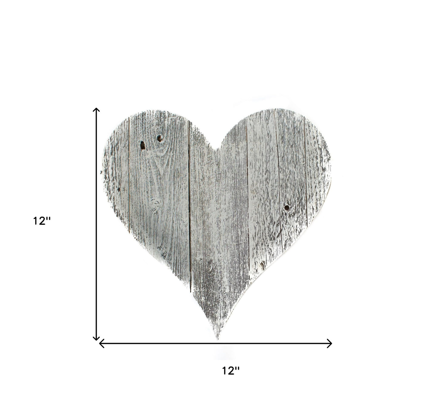 12" Farmhouse White Wash Wooden Heart