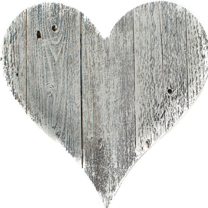 12" Farmhouse White Wash Wooden Heart