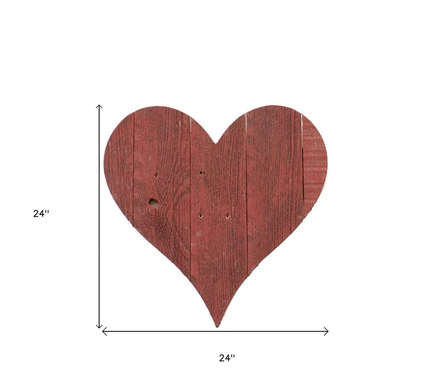 24" Rustic Farmhouse Red Large Wooden Heart