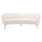 86" White Polyester Sofa With Gold Legs