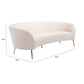 86" White Polyester Sofa With Gold Legs