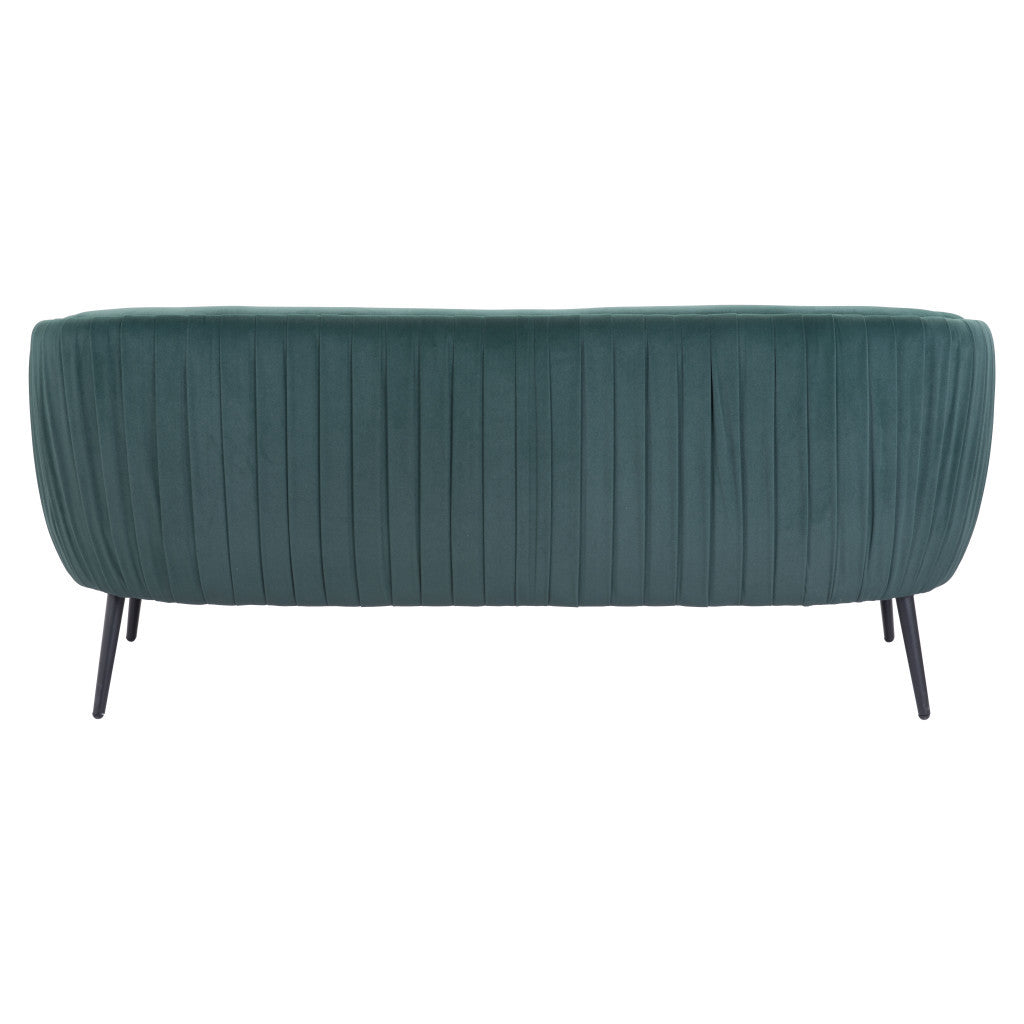 70" Green Velvet Sofa With Black Legs