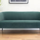 70" Green Velvet Sofa With Black Legs