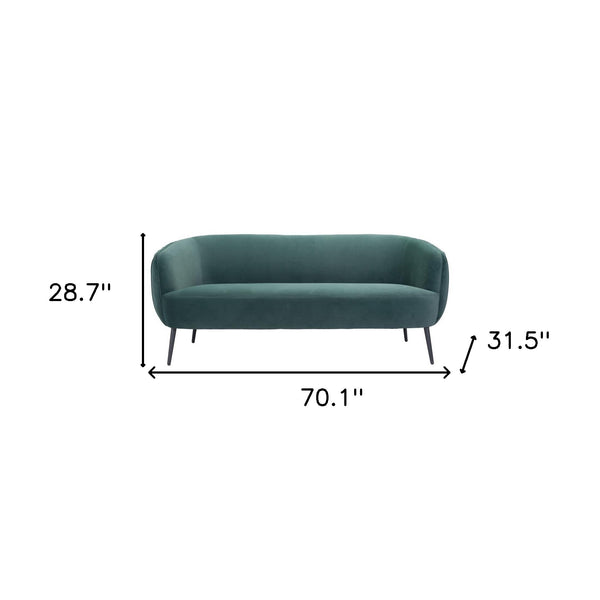 70 Green Velvet Sofa With Black Legs